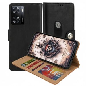 OPPO A57 2022 Flip Cover — PU Leather Wallet Case