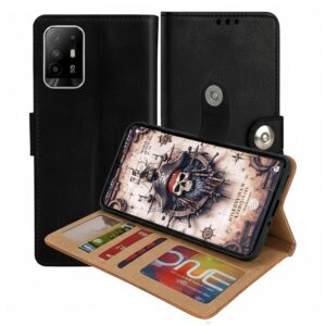 OPPO F19 Pro Plus Flip Cover — PU Leather Wallet Case