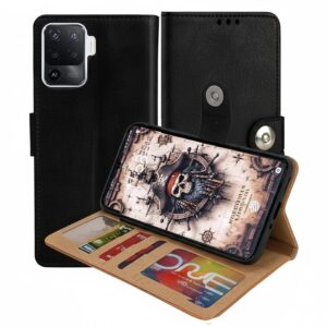 OPPO F19 Pro Flip Cover — PU Leather Wallet Case