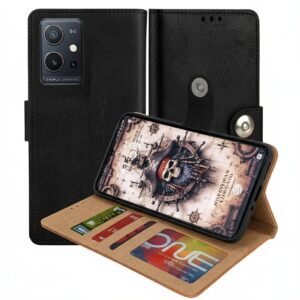 Vivo Y75 5G Flip Cover — PU Leather Wallet Case