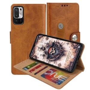 Redmi Note 10T Flip Cover — PU Leather Wallet Case
